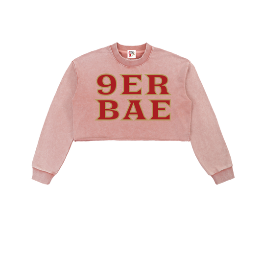9ER BAE Snow Washed Raw Edge Cropped Sweatshirt