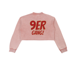 9ER GIRL GANG Snow Washed Raw Edge Cropped Sweatshirt