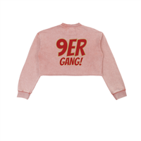 9ER GIRL GANG Snow Washed Raw Edge Cropped Sweatshirt