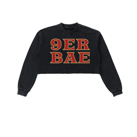 9ER BAE Snow Washed Raw Edge Cropped Sweatshirt