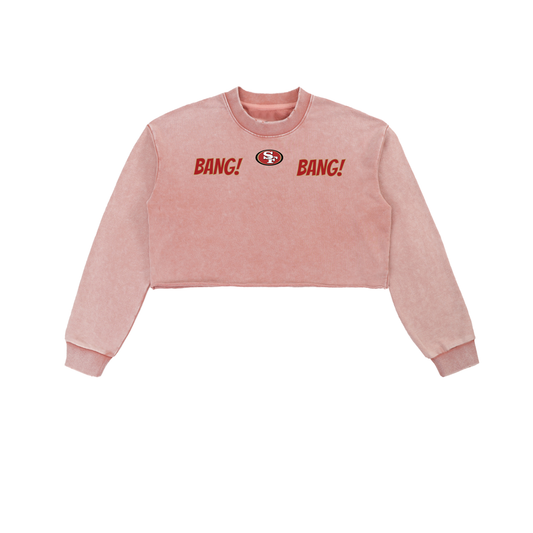 9ER GIRL GANG Snow Washed Raw Edge Cropped Sweatshirt