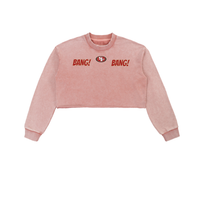 9ER GIRL GANG Snow Washed Raw Edge Cropped Sweatshirt