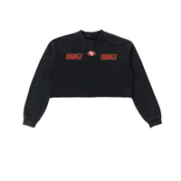 9ER GIRL GANG Snow Washed Raw Edge Cropped Sweatshirt