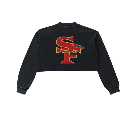 9ER BAE Snow Washed Raw Edge Cropped Sweatshirt