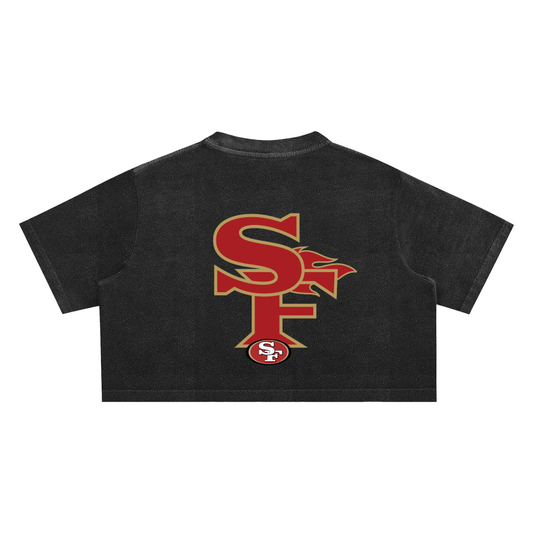 9ER GIRL GANG Snow Washed Crop Top